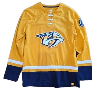 Fanatics Nashville Predators Gold and Navy Hockey Jersey Top
